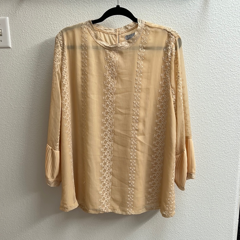 Three Quarter Sleeve Blouse More Peach Color Than Cream Three Quarter Sleeve Blouse More Peach Color Than Cream